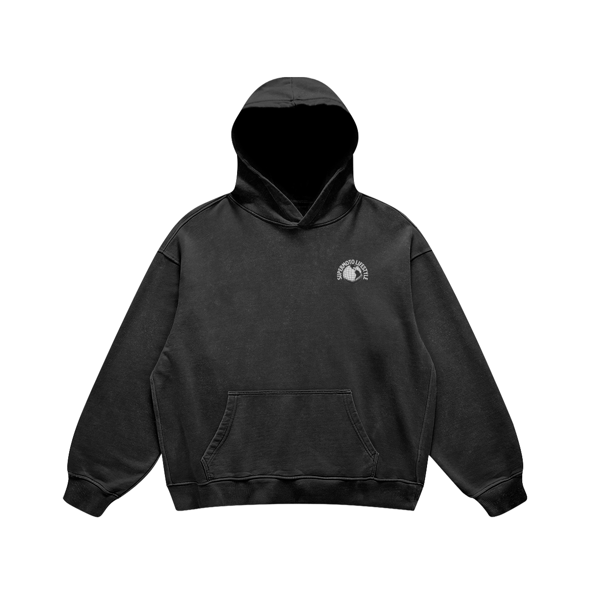 COMMUNITY AROUND THE GLOBE HOODIE FADED BLACK (OVERSIZED)