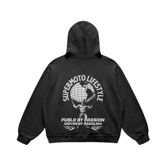 COMMUNITY AROUND THE GLOBE HOODIE FADED BLACK (OVERSIZED)