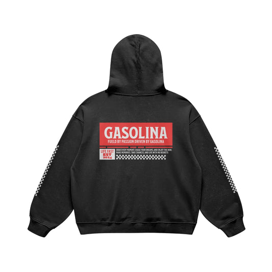 GASOLINA RACING HOODIE FADED BLACK (OVERSIZED)