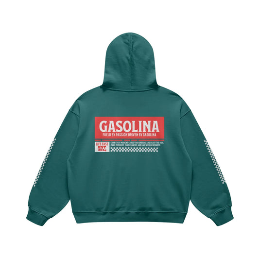 GASOLINA RACING HOODIE BLUEISH GREEN (OVERSIZED)