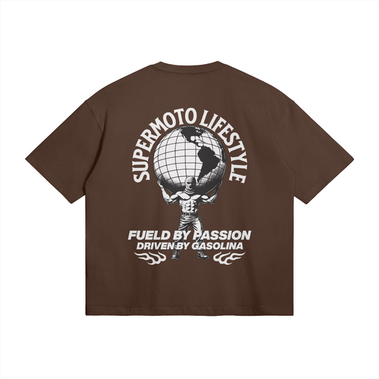 COMMUNITY AROUND THE GLOBE T SHIRT DARK BROWN (OVERSIZED)