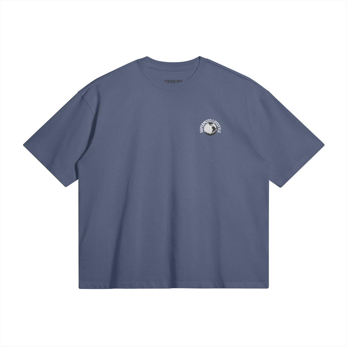 COMMUNITY AROUND THE GLOBE T SHIRT SLATE BLUE (OVERSIZED)