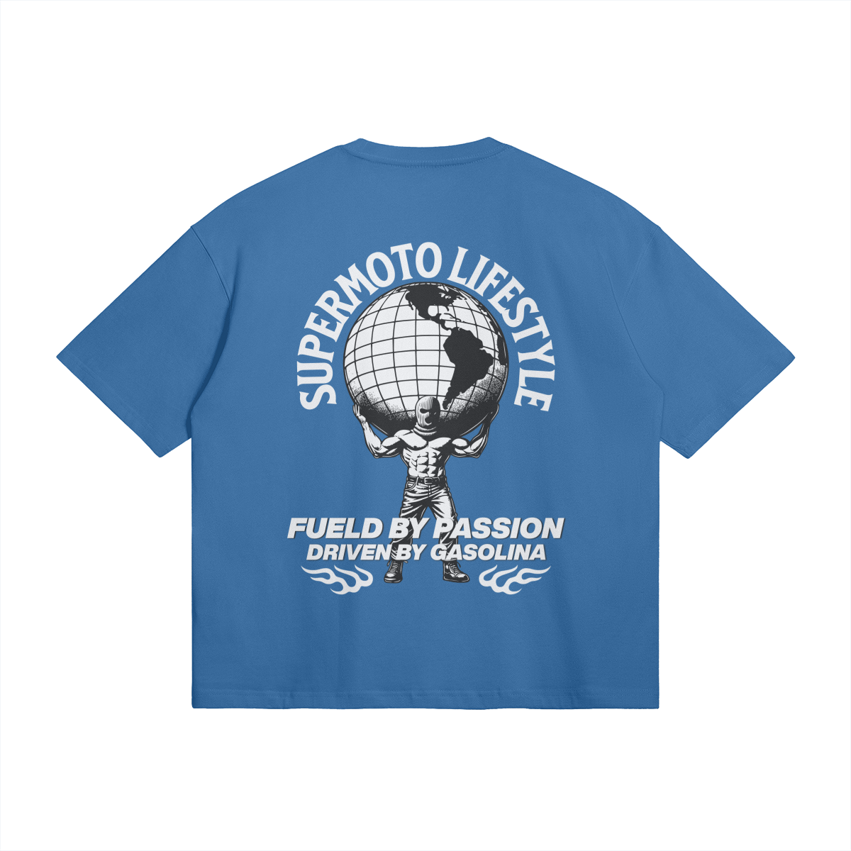 COMMUNITY AROUND THE GLOBE T SHIRT USTY BLUE (OVERSIZED)