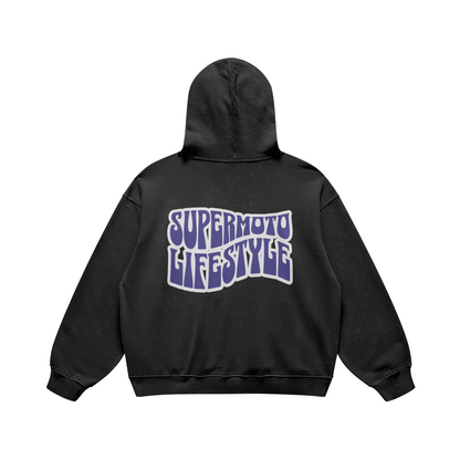 SUPERMOTO LIFE STYLE HOODIE FADED BLACK (OVERSIZED)