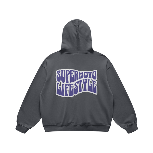 SUPERMOTO LIFE STYLE HOODIE CARBON GREY (OVERSIZED)